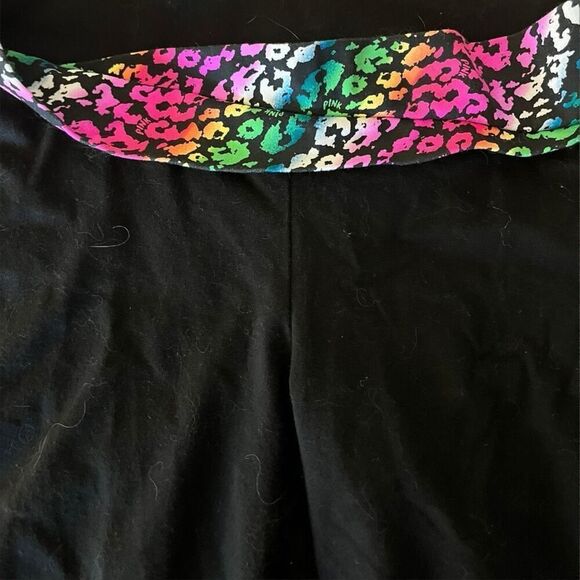 PINK by Victoria’s Secret Women’s M Rainbow Waist Black Cropped Yoga Capris - Picture 2 of 7